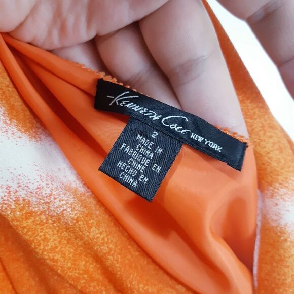 100% Silk NWOT Kenneth Cole NY Tangerine Splash Racerback Top - Picture 3 of 8